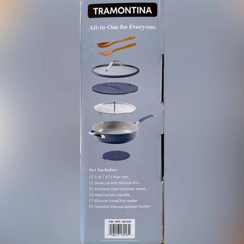 NWT TRAMONTINA - 7-Piece All-in-One Plus Pan - Non-Toxic Ceramic Interior - Picture 7 of 10